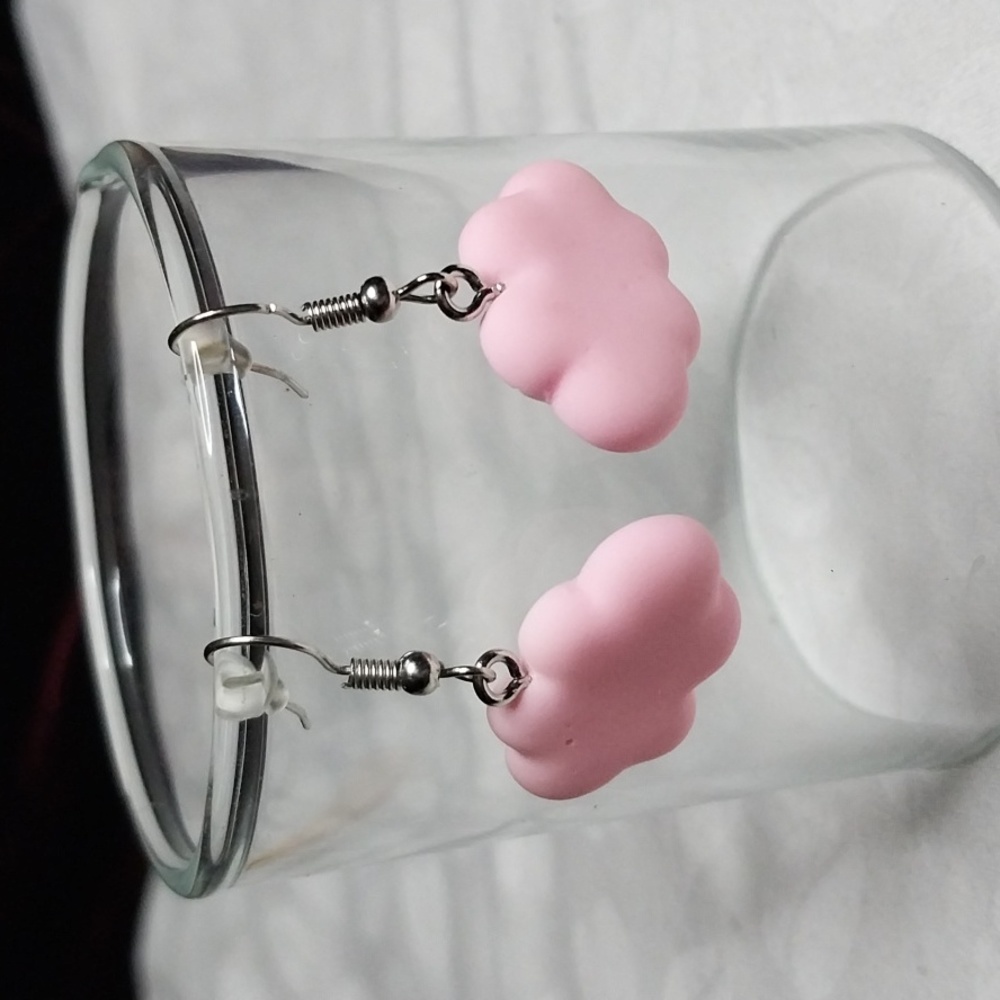 Pink Cloud Dangle Novelty Pierced Earrings